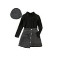 thumbnail image 1 of Bagilaanoe 3Pcs Little Girls Skirt Set Long Sleeve Knitted Ribbed Tops + Plaid Mini Skirts + Hat 2T 3T 4T 5T 6T 7T Kids Fall Casual Outfits, 1 of 8