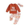 thumbnail image 1 of Bagilaanoe 3Pcs Toddler Baby Girl Long Pants Set Long Sleeve Sweatshirt + Floral Pants + Headband 6M 12M 18M 24M 3T Kids Sister Matching Outfits, 1 of 8