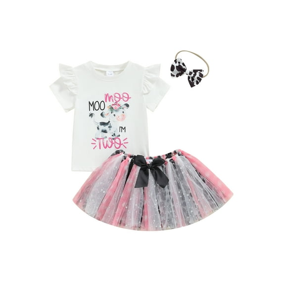 Bagilaanoe 3Pcs Toddler Baby Girls Summer Clothes Letters Print Short Sleeve Romper Tops + Sequins Skirt + Hairband 18M 24M 3T Kids Casual Skirt Set