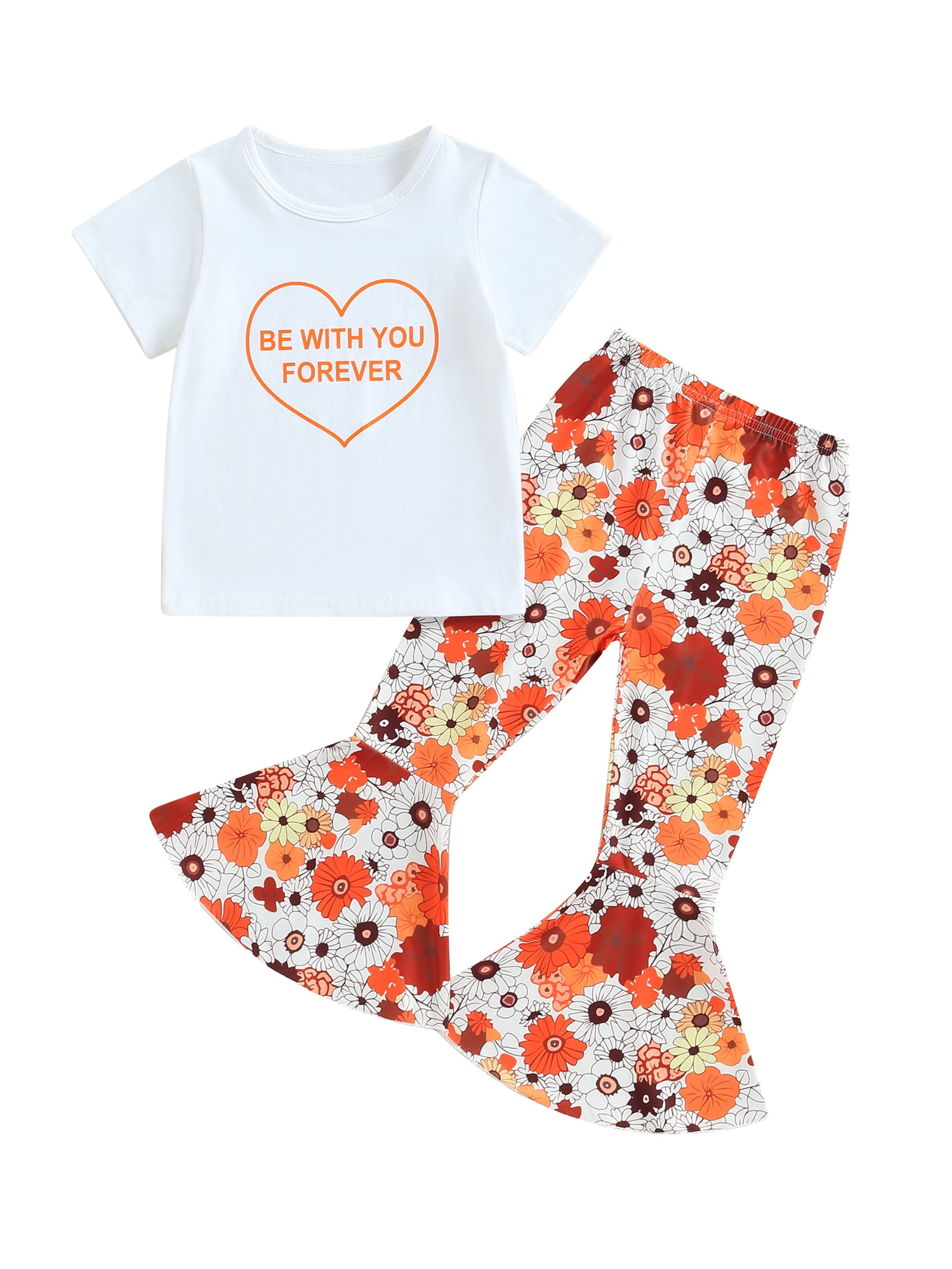 Bagilaanoe 3pcs Little Girl Long Pants Set Letter Heart Print T-Shirts ...