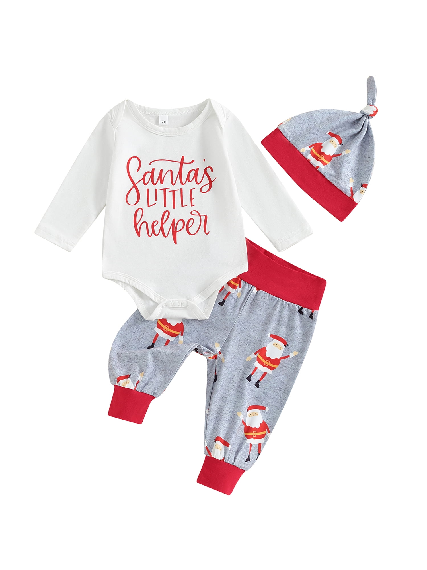 Bagilaanoe 3pcs Newborn Baby Boys Christmas Clothes Letter Print Long