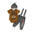 thumbnail image 1 of Bagilaanoe 3pcs Newborn Baby Boys Father Day Outfits Pants Set Print Short Sleeve Romper Tops + Suspender Trousers + Hat 3M 6M 12M 18M Infant Casual Clothes, 1 of 7