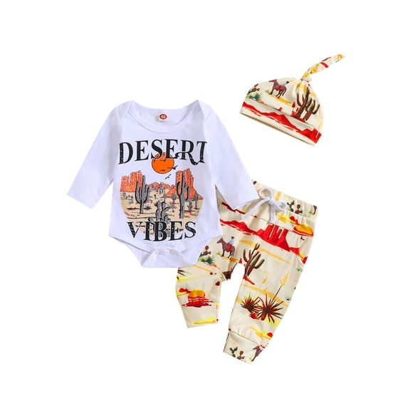 Bagilaanoe 3pcs Newborn Baby Boys Long Pants Set Letters Print Long Sleeve Romper Tops + Leggings + Hat 3M 6M 12M 18M Infant Fall Casual Outfits