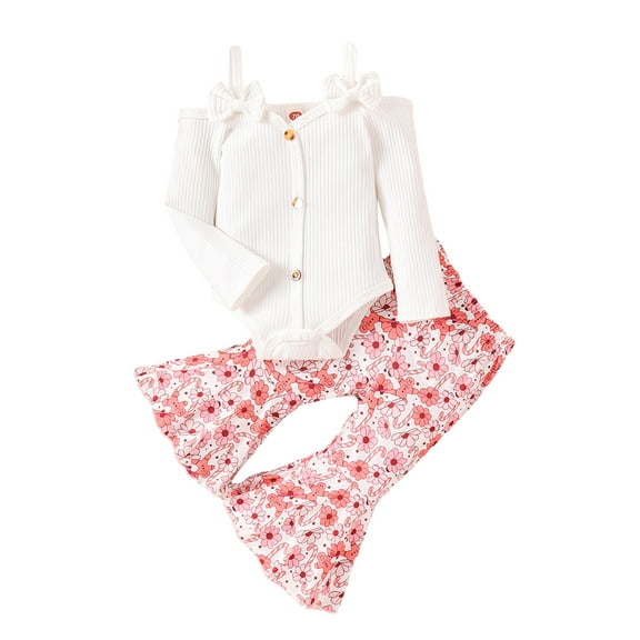 Bagilaanoe 3pcs Newborn Baby Girl Long Pants Set Long Sleeve Romper Tops Flare Trousers Headband 6M 12M 18M 24M Infant Christmas Clothes