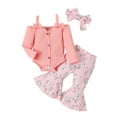 thumbnail image 1 of Bagilaanoe 3pcs Newborn Baby Girl Long Pants Set Ribbed Long Sleeve Romper Tops + Flare Trousers + Headband 3M 6M 12M 18M 24M Infant Casual Clothes, 1 of 9