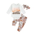 thumbnail image 1 of Bagilaanoe 3pcs Newborn Baby Girl Pants Set Long Sleeve Romper Tops + Flower Leggings + Headband 3M 6M 12M 18M Infant Casual Clothes, 1 of 8