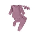 thumbnail image 1 of Bagilaanoe 3pcs Newborn Baby Girl Pants Set Long Sleeve Romper Tops + Leggings + Headband 3M 6M 9M 12M 18M Infant Casual Clothes, 1 of 8