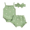 thumbnail image 1 of Bagilaanoe 3pcs Newborn Baby Girl Shorts Set Print Sleeveless Romper Tops + Ruffle Shorts + Headband 3M 6M 12M 18M Infant Casual Summer Clothes, 1 of 7