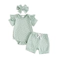 thumbnail image 1 of Bagilaanoe 3pcs Newborn Baby Girl Shorts Set Short Sleeve Floral Print Romper Tops + Shorts + Headband 3M 6M 12M 18M Infant Casual Summer Clothes, 1 of 7