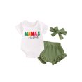 thumbnail image 1 of Bagilaanoe 3pcs Newborn Baby Girl Shorts Set Short Sleeve Romper Tops + Ruffle Shorts + Headband 3M 6M 12M 18M Infant Casual Summer Clothes, 1 of 8