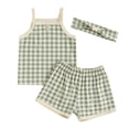 thumbnail image 1 of Bagilaanoe 3pcs Newborn Baby Girl Shorts Set Sleeveless Camisole Tops + Shorts + Headband 3M 6M 12M 18M 24M Infant Casual Summer Clothes, 1 of 1