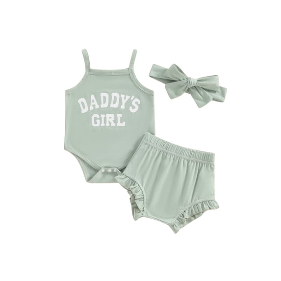 Bagilaanoe 3pcs Newborn Baby Girl Shorts Set Sleeveless Letter Print Romper Tops + Shorts + Headband 3M 6M 12M 18M Infant Casual Summer Clothes