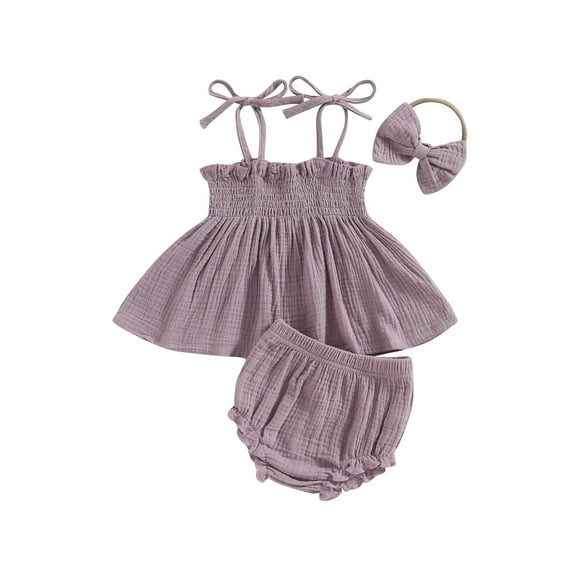 Bagilaanoe 3pcs Newborn Baby Girls Short Pants Set Sleeveless A-Line Tops + Shorts + Headband 6M 12M 18M 24M Infant Casual Summer Outfits