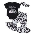 thumbnail image 1 of Bagilaanoe 3pcs Newborn Baby Outfits Girl Pants Set Short Sleeve Romper Tops + Flared Trousers + Headband 6M 12M 18M Infant Casual Clothes, 1 of 7
