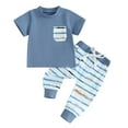 thumbnail image 1 of Bagilaanoe 3pcs Toddler Baby Boys Pants Set Short Sleeve T-Shirts Tops + Leggings 3M 6M 12M 18M 24M 3T Kids Casual Clothes, 1 of 8