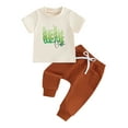 thumbnail image 1 of Bagilaanoe 3pcs Toddler Baby Girl Pants Set Short Sleeve T-shirt Tops + Sweatpants 6M 12M 18M 24M 3T Kids Casual Clothes, 1 of 7