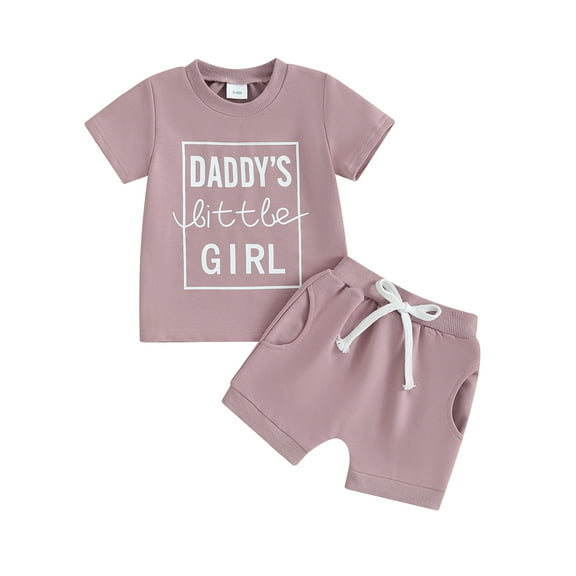 Bagilaanoe 3pcs Toddler Baby Girl Shorts Set Short Sleeve Letter Print T Shirt Tops + Shorts 3M 6M 12M 18M 24M 3T Kids Casual Summer Clothes