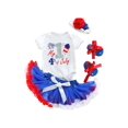 thumbnail image 1 of Bagilaanoe 4th of July Clothes for Newborn Baby Girls Letters Print Short Sleeve Romper Tops + Mesh Tutu Skirt + Headband 3M 6M 12M 24M Infant 3pcs Independence Day Skirt Set, 1 of 6