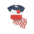 thumbnail image 1 of Bagilaanoe 4th of July Clothes for Toddler Baby Boys Short Sleeve Contrast Color T-Shirt Tops + Stars Striped Shorts 6M 12M 18M 24M 3T Kids Independence Day Outfits 2pcs Short Pants Set, 1 of 9