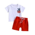 thumbnail image 1 of Bagilaanoe 4th of July Clothes for Toddler Baby Boys Short Sleeve Graphic Print T-Shirt Tops + Shorts 6M 12M 18M 24M 3T Kids Independence Day Outfits 2pcs Short Pants Set, 1 of 9