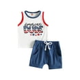 thumbnail image 1 of Bagilaanoe 4th of July Clothes for Toddler Baby Boys Sleeveless Letters Print Tank Tops + Shorts 6M 12M 18M 24M 3T Kids Independence Day Outfits 2pcs Short Pants Set, 1 of 9