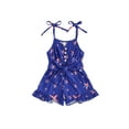 thumbnail image 1 of Bagilaanoe 4th of July Jumpsuit Shorts for Toddler Baby Girl Sleeveless Print Romper Overalls 12M 18M 24M 3T 4T 5T Kids Playsuit with Belt Independence Day Clothes, 1 of 7