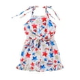 thumbnail image 1 of Bagilaanoe 4th of July Jumpsuit Shorts for Toddler Baby Girl Sleeveless Stars Print Romper Overalls 12M 18M 24M 3T 4T 5T Kids Short Pants Independence Day Clothes, 1 of 7