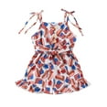 thumbnail image 1 of Bagilaanoe 4th of July Jumpsuit Shorts for Toddler Baby Girl Sleeveless Stars Stripes Print Romper Overalls 12M 18M 24M 3T 4T 5T Kids Short Pants Independence Day Clothes, 1 of 7