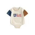 thumbnail image 1 of Bagilaanoe 4th of July Newborn Baby Girl Boy Rompers Contrast Color Letter Print Short Sleeve Bodysuit 3M 6M 12M 18M 24M Infant Summer One Piece Short Jumpsuit for Independence Day, 1 of 8
