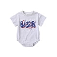 thumbnail image 1 of Bagilaanoe 4th of July Newborn Baby Girl Boy Rompers Letter Print Short Sleeve Bodysuit 6M 12M 18M 24M Infant One Piece Short Jumpsuit for Independence Day, 1 of 9