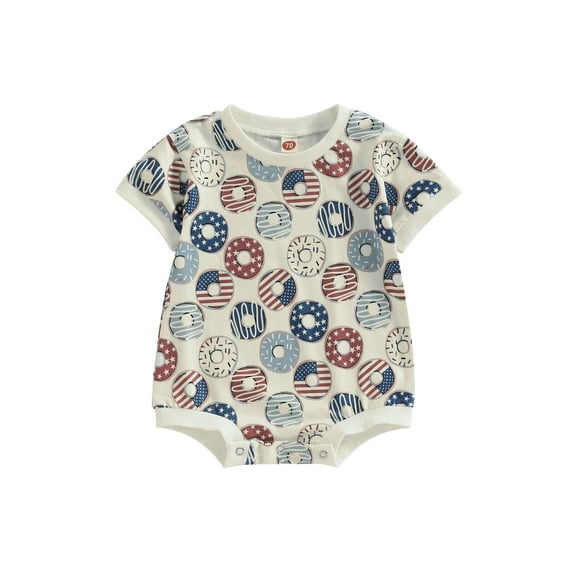 Bagilaanoe 4th of July Newborn Baby Girl Boy Rompers Print Short Sleeve Bodysuit 6M 12M 18M 24M Infant Casual One Piece Short Jumpsuit for Independence Day