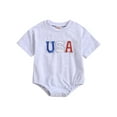 thumbnail image 1 of Bagilaanoe 4th of July Newborn Baby Girl Boys Rompers USA Embroidery Short Sleeve Bodysuit 3M 6M 12M 18M 24M Infant Summer One Piece Short Jumpsuit for Independence Day, 1 of 8