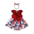 thumbnail image 1 of Bagilaanoe 4th of July Newborn Baby Girl Rompers Dress Print Sleeveless Bodysuit + Headband 3M 6M 9M 12M 18M Infant Patchwork One Piece Short Jumpsuit for Independence Day, 1 of 9