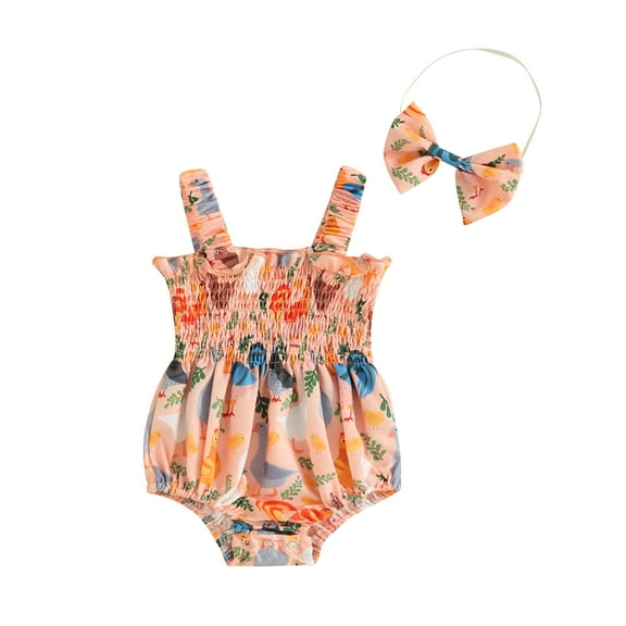 Bagilaanoe 4th of July Newborn Baby Girl Rompers Print Sleeveless Bodysuit   Headband 3M 6M 12M 18M Infant One Piece Short Jumpsuit for Independence Day