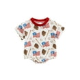 thumbnail image 1 of Bagilaanoe 4th of July Newborn Baby Girl Boy Rompers Print Short Sleeve Bodysuit 3M 6M 12M 18M Infant One Piece Short Jumpsuit for Independence Day, 1 of 7