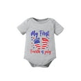 thumbnail image 1 of Bagilaanoe 4th of July Newborn Baby Girls Boys One-pieces Letters Print Short Sleeve Jumpsuit 3M 6M 9M 12M Infant Romper Independence Day Clothing, 1 of 7