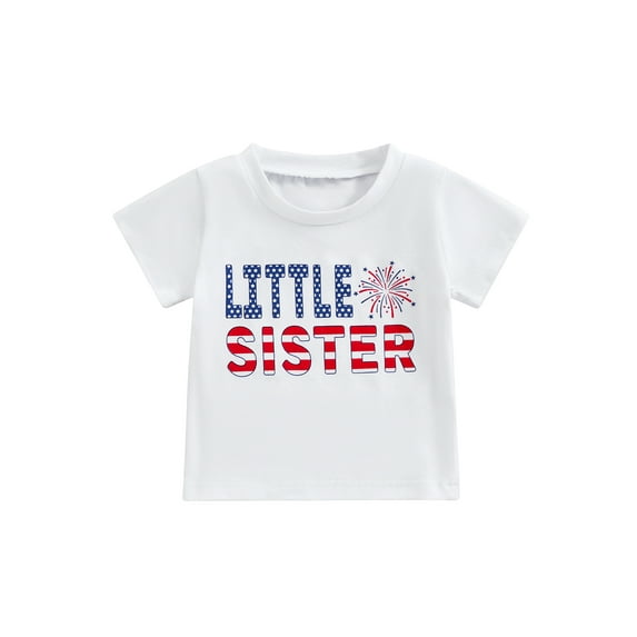 Bagilaanoe 4th of July Toddler Baby Boy Girl Summer T-Shirt Letter Print Short Sleeve Round Neck Tops 1T 2T 3T 4T 5T 6T Kids Independence Day Clothes