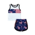 thumbnail image 1 of Bagilaanoe 4th of July Toddler Baby Boys Outfits American Flag Sleeveless Vest Tops Stripe Shorts Independence Day Clothes Set, 1 of 7