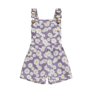 Bagilaanoe 6-12 M Polyester Little Girl Denim Floral Print Overalls