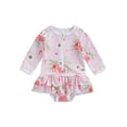 thumbnail image 1 of Bagilaanoe 6M-4T Baby Girl One Piece Swimsuits Kids Zipper Rush Guard Swimshirts Quick Dry Long Sleeve Swim Shirt Toddler Swimwear Bathing Suit Ruffled Beachwear, 1 of 8