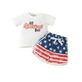 thumbnail image 1 of Bagilaanoe Baby Boy 4th of July Outfits 0-3T Infant Independence Day Clothes 2PCS Toddler Summer Short Sleeve USA Letter Print T-Shirts Tops Star Stripe Shorts Set, 1 of 9