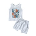 thumbnail image 1 of Bagilaanoe Baby Boy 4th of July Outfits 0-3T Infant Independence Day Clothes 2PCS Toddler Summer Sleeveless Letter Print Vest Tops Shorts Set, 1 of 9