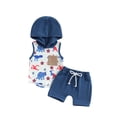 thumbnail image 1 of Bagilaanoe Baby Boy 4th of July Outfits 0-3T Infant Independence Day Clothes 2PCS Toddler Summer Sleeveless Print Hoodie Vest Tops Shorts Set, 1 of 8