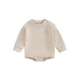 thumbnail image 1 of Bagilaanoe Baby Boy Oversized Romper Sweatshirt Newborn Long Sleeve Bodysuits Letter Embroidery Pullover 3M 6M 12M 18M Infant Casual Tee Tops, 1 of 8