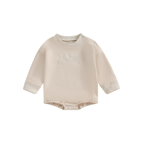 Bagilaanoe Baby Boy Oversized Romper Sweatshirt Newborn Long Sleeve Bodysuits Letter Embroidery Pullover 3M 6M 12M 18M Infant Casual Tee Tops