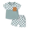 thumbnail image 1 of Bagilaanoe Baby Boy Summer Outfit Shorts Sets Short Sleeve T-Shirts Shorts Toddler Kids Checkerboard Print Clothes 0-4T, 1 of 8