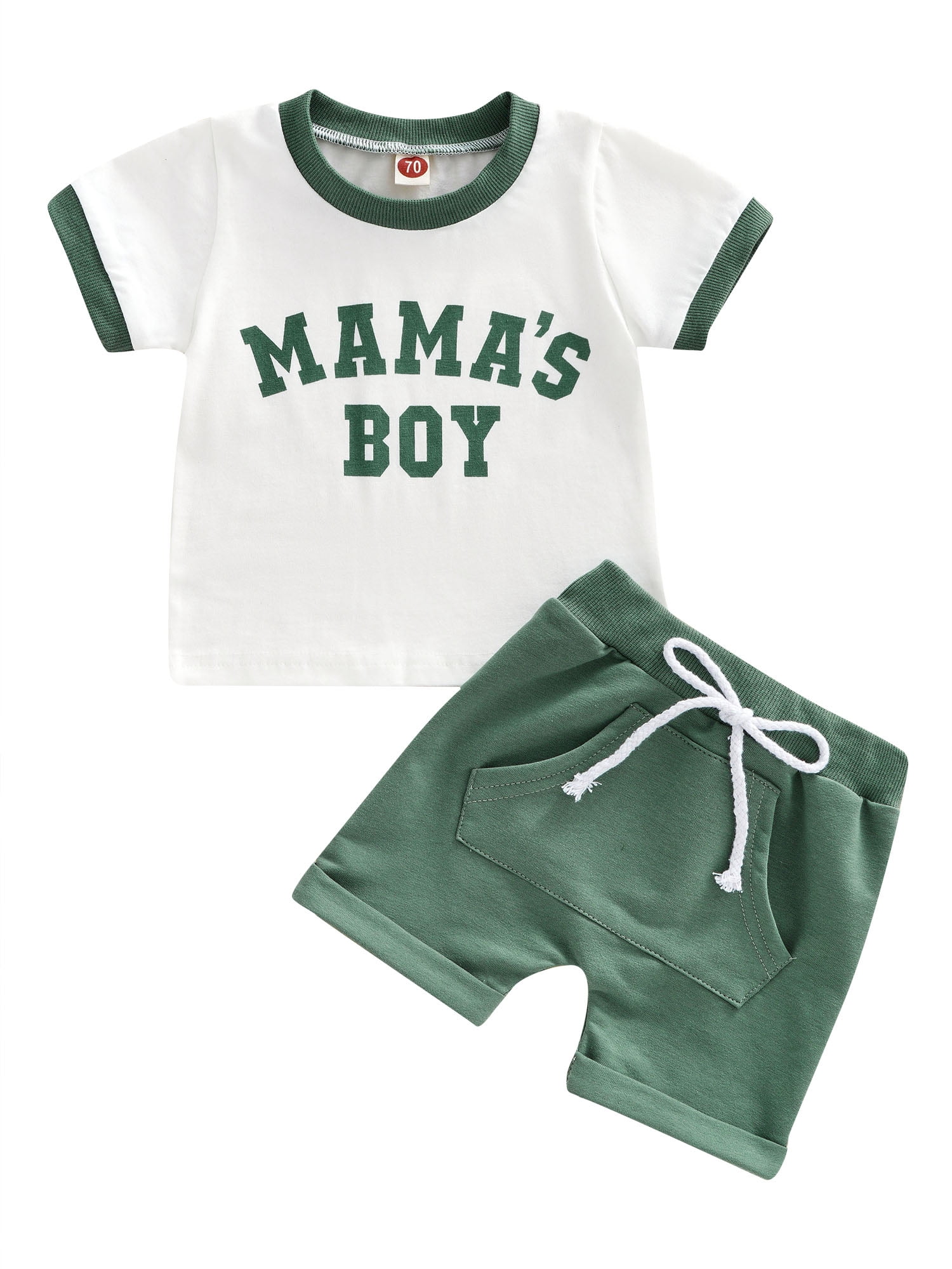 Bagilaanoe Baby Boys Outfits Short Sleeve MAMA'S BOY Letter Print T-Shirts Tops+ Shorts 6 12 18 24 Months 2PCS Summer Set