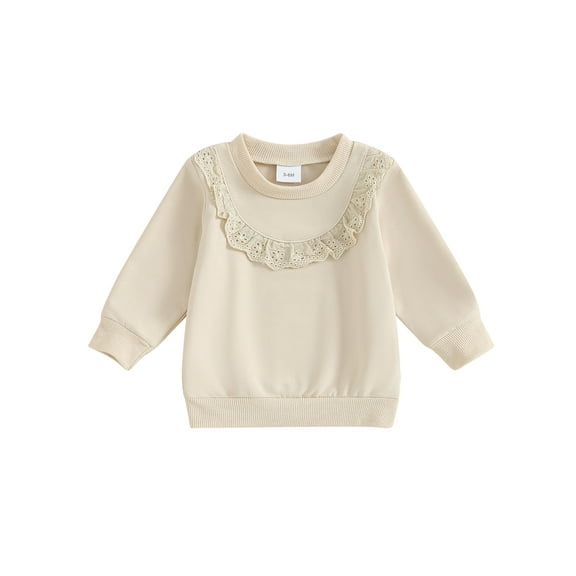 Bagilaanoe  Baby Girl Boy Casual Sweatshirt Newborn Long Sleeve Lace Patchwork Pullover 3M 6M 9M 12M 18M Infant Fall Loose Tee Tops