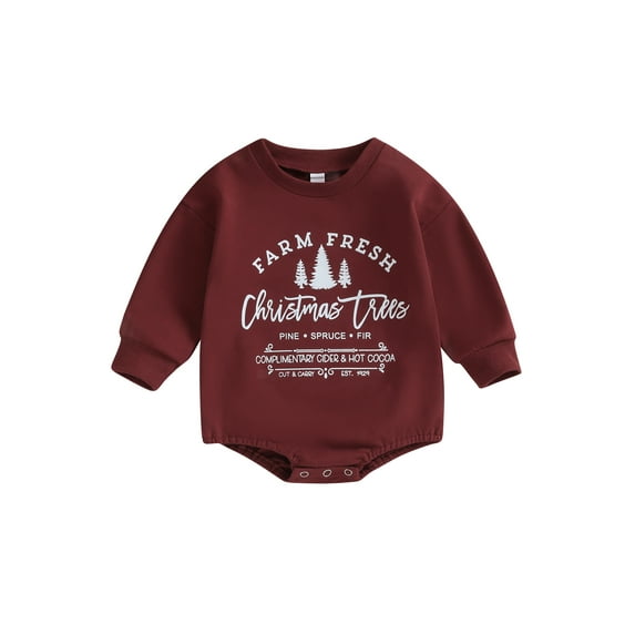 Bagilaanoe Baby Girl Boy Christmas Romper Sweatshirt Newborn Long Sleeve Bodysuits Letter Print Pullover 3M 6M 12M 18M Infant Casual Tee Tops
