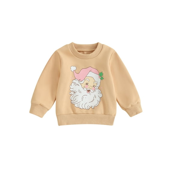 Bagilaanoe Baby Girl Boy Christmas Romper Sweatshirt Newborn Long Sleeve Bodysuits Santa Print Pullover 3M 6M 12M 18M 24M Infant Casual Tee Tops